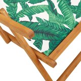 vidaXL Sklopive stolice za plažu 2 kom tkanina i drva uzorkom lišća | shoptok.hr