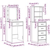  Set za toaletni stolić s LED-om od inženjerskog drva u Artisan hrastu 2 dijela | shoptok.hr