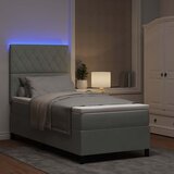  LED Box Spring Krevet Svijetlo siva 90 x 200 cm Baršun | shoptok.hr