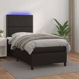  Box spring postelja z vzmetnico LED črna 90x200 cm umetno usnje, (20724437) | Shoptok.si