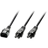 Lindy tok Y-kabel [1x moški konektor IEC\, C14 - 2x deteljičast ženski konektor C5] 2.50 m črna, (20414630) | Shoptok.si