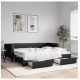 vidaXL Izvlečna dnevna postelja s predali črna 90x190 cm bla Cene