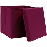  Škatle za shranjevanje s pokrovi 4 kosi temno rdeče 32x32x32 cm, (20709580) | Shoptok.si