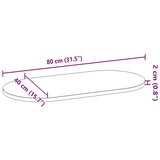 vidaXL Mizna plošča temno rjava 80x40x2 cm trdna hrastovina ovalna | Shoptok.si