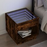 vidaXL Nočna mizica z neskončnimi LED dimljeni hrast 50x50x50 cm | Shoptok.si