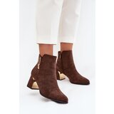Boto Women's heeled ankle boots with gold details brown Kalivra | Shoptok.si