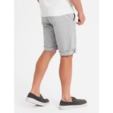 Ombre Men's classic chino shorts with rolled up leg - grey | shoptok.hr