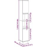 vidaXL Kupaonski ormarić boja betona 30x30x190 cm konstruirano drvo | shoptok.hr