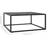  Stolić za kavu crni s crnim mramornim staklom 80 x 80 x 35 cm | shoptok.hr