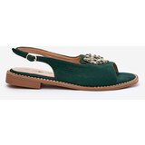 S. BARSKI Women's sandals with gold decoration eco suede S.Barski KV27-059 brown | ePonuda.com
