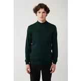 Avva Green Unisex Knitwear Sweater Half Turtleneck Non-Pilling Regular Fit