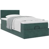 vidaXL Otomanski posteljni okvir z vzmetnico zelen 100x200 cm žamet | Shoptok.si