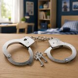  Handcuffs for a Little Policeman, Metal, with Keys, for Children, Silver | shoptok.hr
