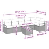  7-delni vrtni kavč set z blazinami siva poli ratan | Shoptok.si