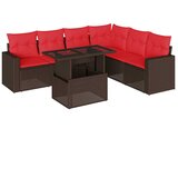 vidaXL 7-delni vrtni komplet sedežnih garnitur z blazinami rjav poli ratan, (5000293642) | Shoptok.si