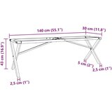 vidaXL Noge za stolić za kavu s X-oblikom 140x30x43cm lijevano željezo | shoptok.hr