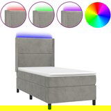 The Living Store Box spring postelja z vzmetnico LED svetlo siva 90x200 cm žamet - Box Spring Postelja, (21492311) | Shoptok.si