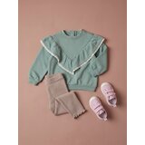 Sinsay Pamučna majica dugih rukava s volanom i čipkastim obrubom | shoptok.hr