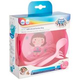 Canpol pribor za hranjenje i tanjir toys pink, 350ml