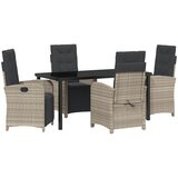 vidaXL 5-dijelni vrtni blagovaonski set s jastučićima svjetlosiva poli ratan, vrtni stol crni 160x80x73 cm staklo otporno na udarce Cijene