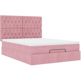  Otomanski krevet s madracem&LED ružičasti 140x190 cm baršunasti | shoptok.hr