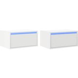 Maison Chic Stenski Dvo delni komplet Nočne omarice - Nočne mize z LED lučkami bela, (21687491) Cene