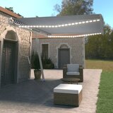 vidaXL Avtomatska tenda LED + senzor 500x350 cm modra in bela | Shoptok.si