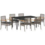  Vrtni set za objed s jastukom 7 pcs Siva i crna Ratan | shoptok.hr