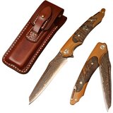  Damastni outdoor zložljivi nož MASTERPIECE NT-42081 - Svetlo Rjava Cene