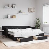 vidaXL Dnevni krevet na razvlačenje s ladicama crni 90x200 cm tkanina Cijene