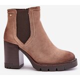 VINCEZA Warm Women's Heeled Boots Made of Eco Suede Beige 58356 Cijene