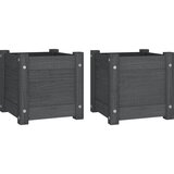  Vrtne sadilice 2 kom sive 31 x 31 x 31 cm od masivne borovine | shoptok.hr