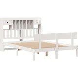 vidaXL Krevet s regalom z knjige bez madraca bijeli 150x200cm borovina | shoptok.hr