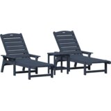 vidaXL Set od 3 ležaljki za vrt Mornarsko plava HDPE | shoptok.hr