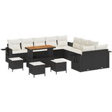 vidaXL 14-dijelni vrtni set sofa s jastučićima crni poliratan akacije, 4-dijelni vrtni set za objedovanje s jastučićima crni poliratan akacije Cijene