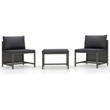 Maison Chic Seti vrtnega pohištva - Vrtna garnitura - Vrtni pohištvo set 3-delna z blazinami siv poli ratan, (21813786) | Shoptok.si