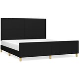 The Living Store Posteljni okvir z vzglavjem črn 160x200 cm blago - Posteljni Okvir Z Vzglavjem, (21523257) | Shoptok.si