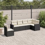  6-dijelni set vrtnih sofa s jastucima crni od poliratana | shoptok.hr