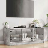 TV omarica s steklenimi vrati betonsko siva 102x37x42 cm | Shoptok.si