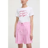 Marella Lanene kratke hlače roza barva