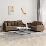  2-dijelni set sofa s jastucima smeđi od tkanine | shoptok.hr
