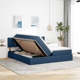  Krevet S LED lampica s uzglavljem Plava 180 x 200 cm tkanina | shoptok.hr