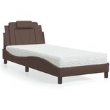  The Living Store Postelja z vzmetnico rjava 90x200 cm umetno usnje - Postelja, (21441722) | Shoptok.si