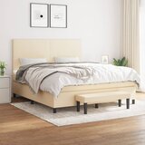  Krevet s oprugama i madracem krem 160x200 cm od tkanine Slike