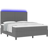 vidaXL Box Spring Bed z vzmetnico & LED svetlobo svetlo siva super king kordurovinska tkanina, (22080890) Cene