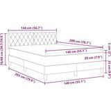 Box Spring Krevet s Madracem &amp LED Svjetlom Svjetlosiva 140x200 cm Baršun | shoptok.hr