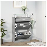 vidaXL Omarica za čevlje siva sonoma 63x24x104 cm inženirski les | Shoptok.si