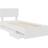 vidaXL Konstrukcija postelje Bela 75 x 190 cm Inženirsko leseno, (5000113718) | Shoptok.si