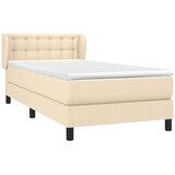 vidaXL Box spring postelja z vzmetnico krem 90x190 cm blago | Shoptok.si