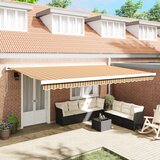 vidaXL Ročna Retraktibilna Tenda Večbarvna Črta 500x300 cm | Shoptok.si